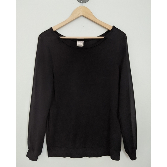 Haute Hippie Contrast Sleeve Long Sleeve Tee - Picture 2 of 8